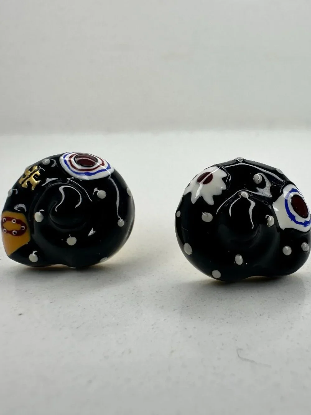Tory Burch Black Printed Shell Stud Earrings